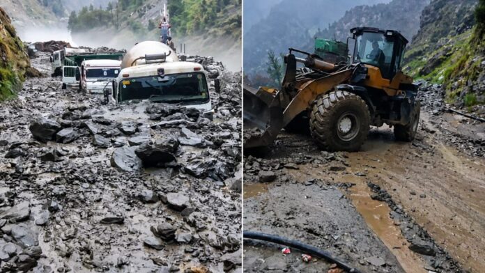 Cloudburst damage at Kwar Hydroelectric Project site