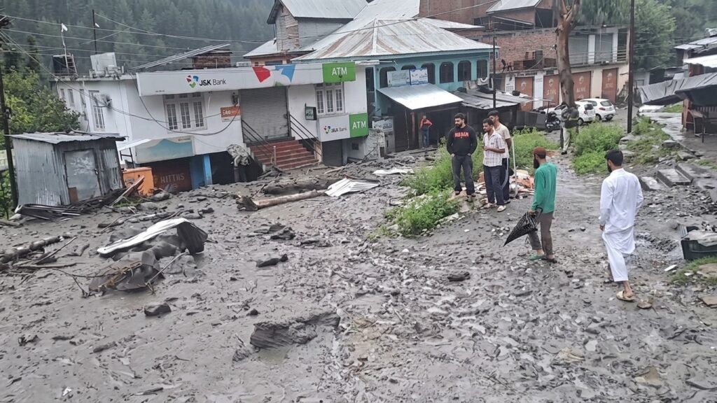 Damaged houses in Chatroo due to cloudburst