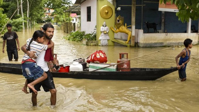 Flood-affected area in Assam