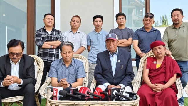Leh Apex Body chair Chering Dorje Lakruk addressing media